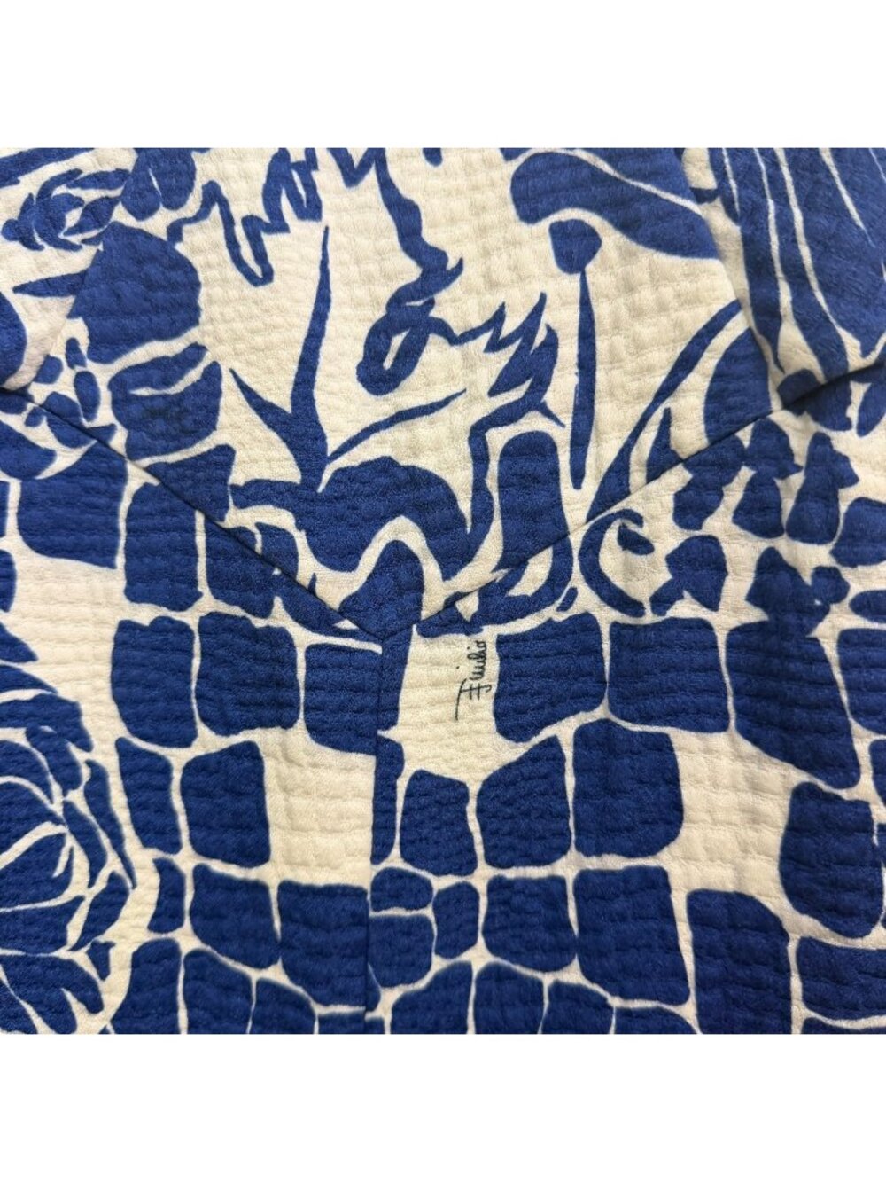 Emilio Pucci Printed Knee Length Sheath Dress Blue White Size 8 - Picture 7 of 14